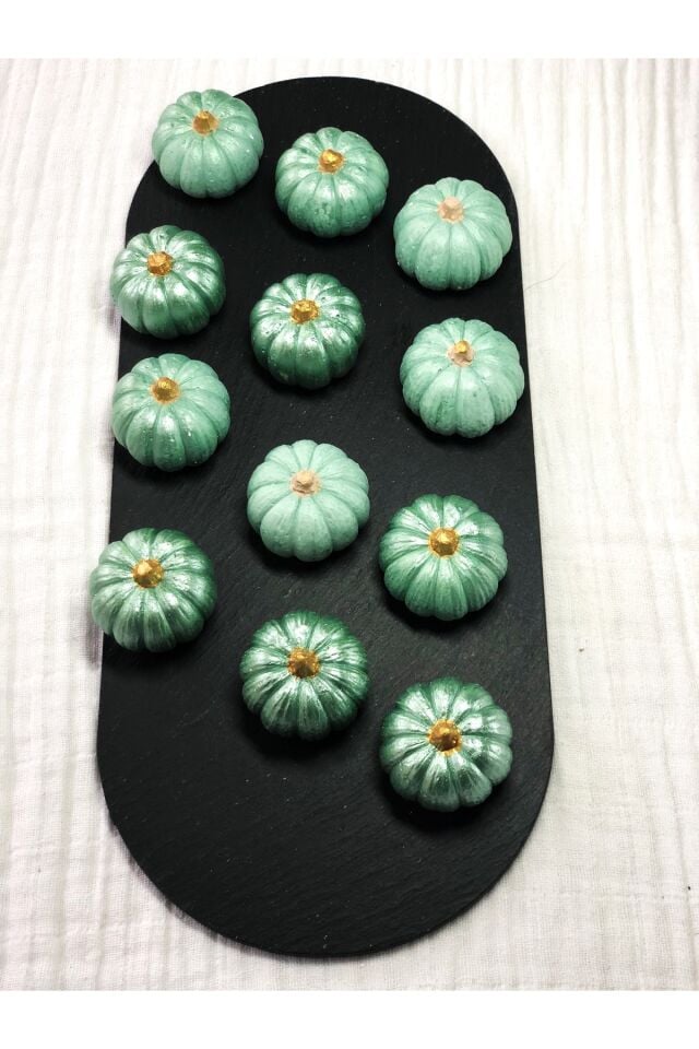 Balkabağı Dekor 12’li Adet Beton Kabak Obje Biblo Balkabağı Süs Dekorasyon