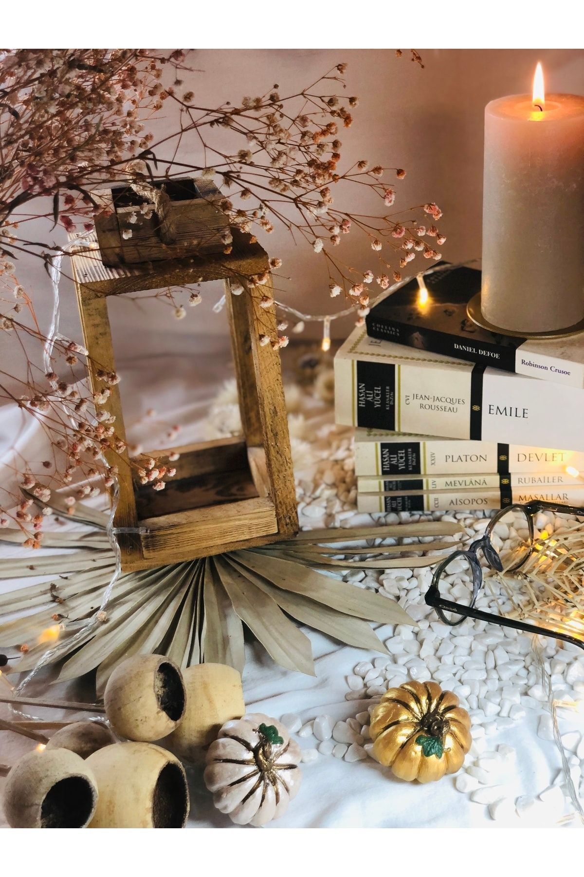 Balkabağı Dekor 2 Adet Kombin Renk Beton Kabak Obje Biblo Süs Dekorasyon