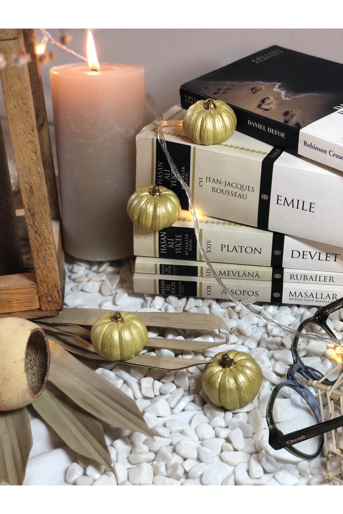 Balkabağı Dekor 4 Adet Beton Kabak Obje Biblo Balkabağı Süs Dekorasyon