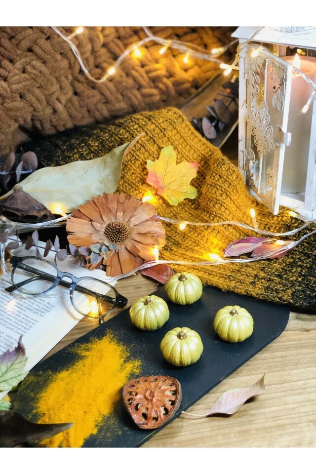 Balkabağı Dekor 4 Adet Beton Kabak Obje Biblo Balkabağı Süs Dekorasyon