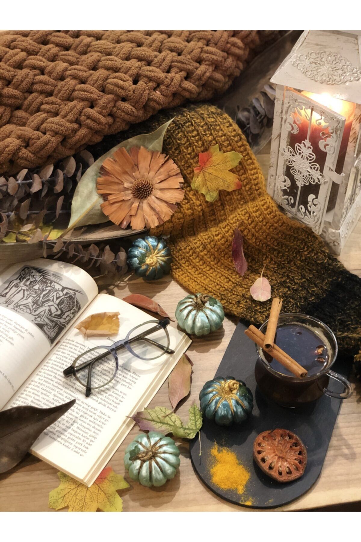 Balkabağı Dekor 4 Adet Kombin Renkli Beton Kabak Obje Biblo Süs Dekorasyon