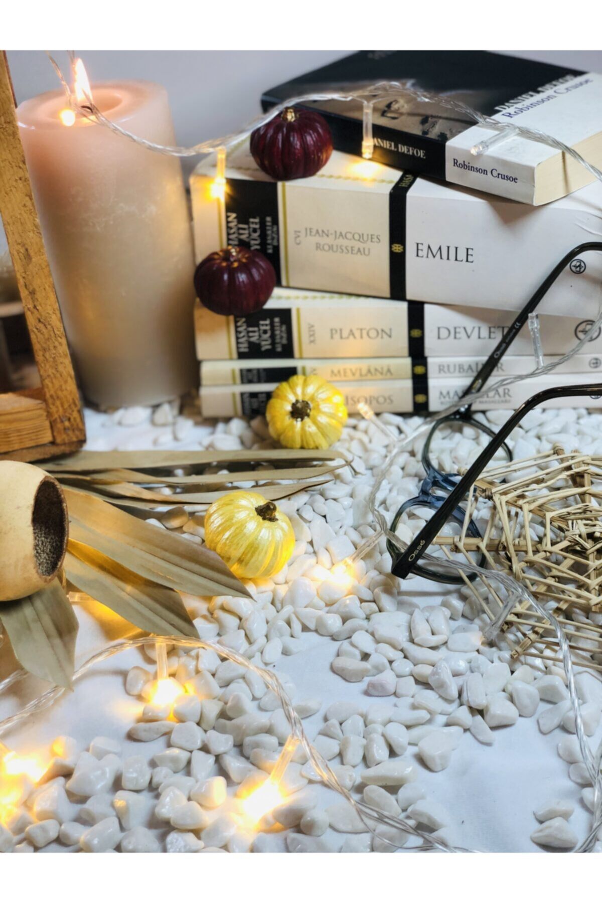 Balkabağı Dekor 4 Adet Bordo Kombin Beton Kabak Obje Biblo Balkabağı Süs Dekorasyon