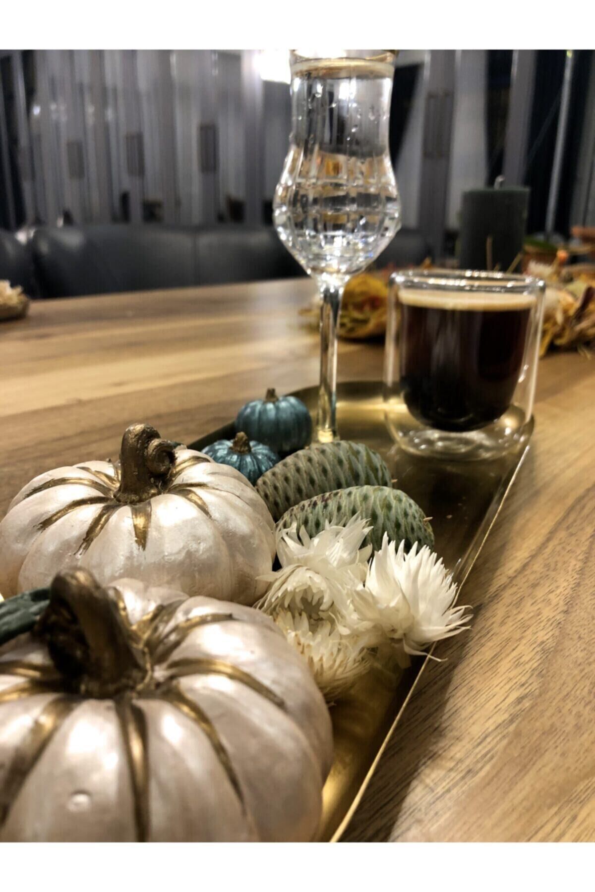 Balkabağı Dekor 4'lü Set Beton Kabak Obje Kabak Renkli Biblo Balkabağı Süs Ev Dekorasyon