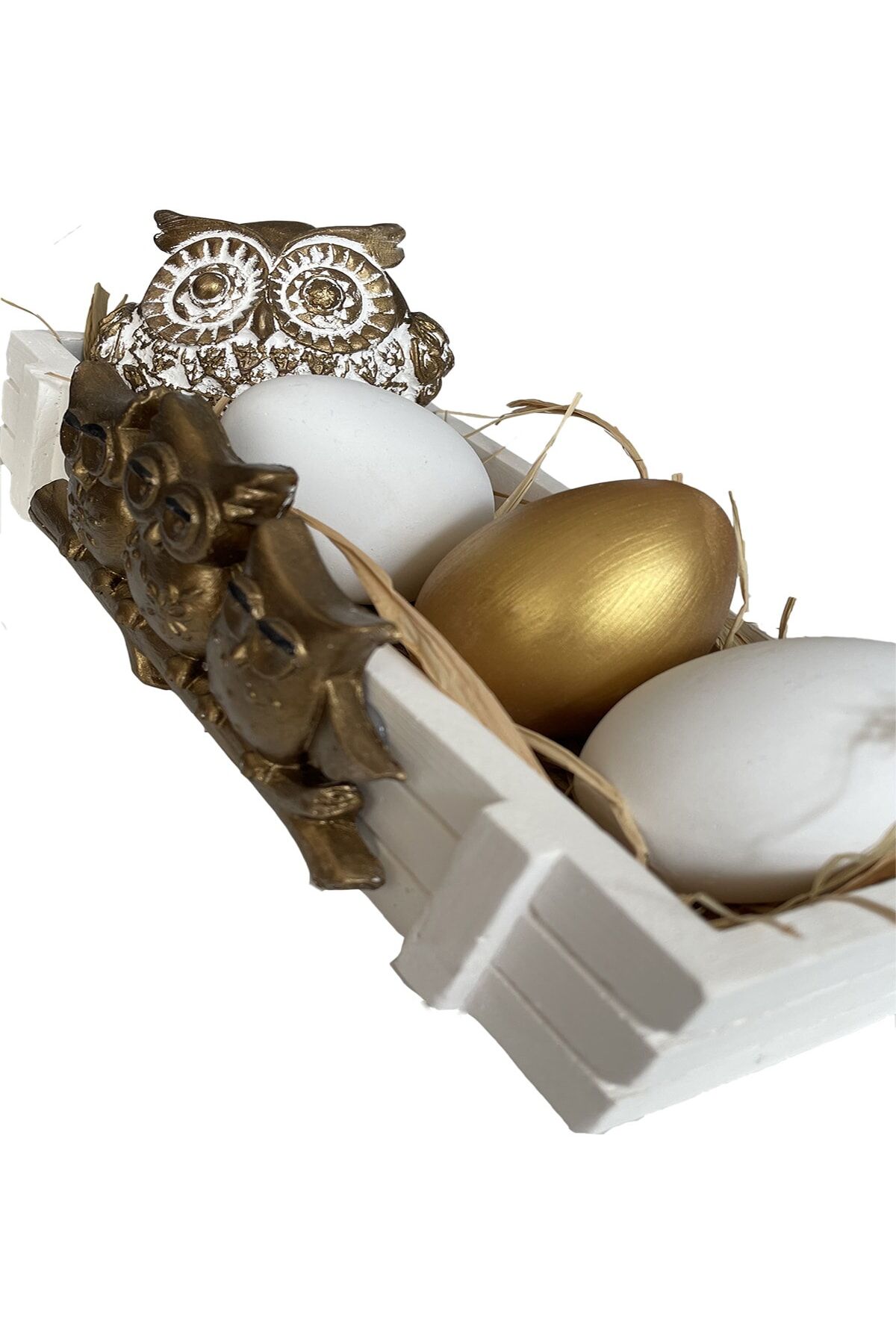 Baykuş Dekor Set Kasa Set Biblo Dekoratif Yumurta Obje