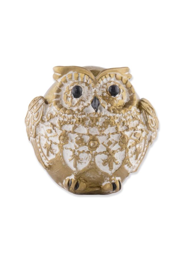 Baykuş Heykel Dekor Set 3'lü Set Biblo Dekoratif Kuş Obje