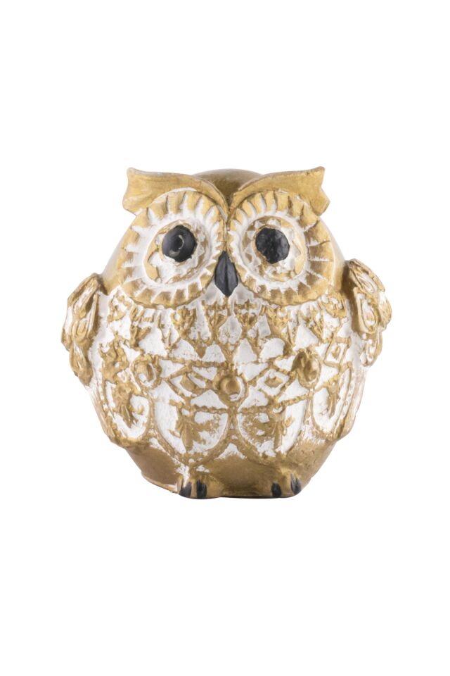 Baykuş Heykel Dekor Set 3'lü Set Biblo Dekoratif Kuş Obje