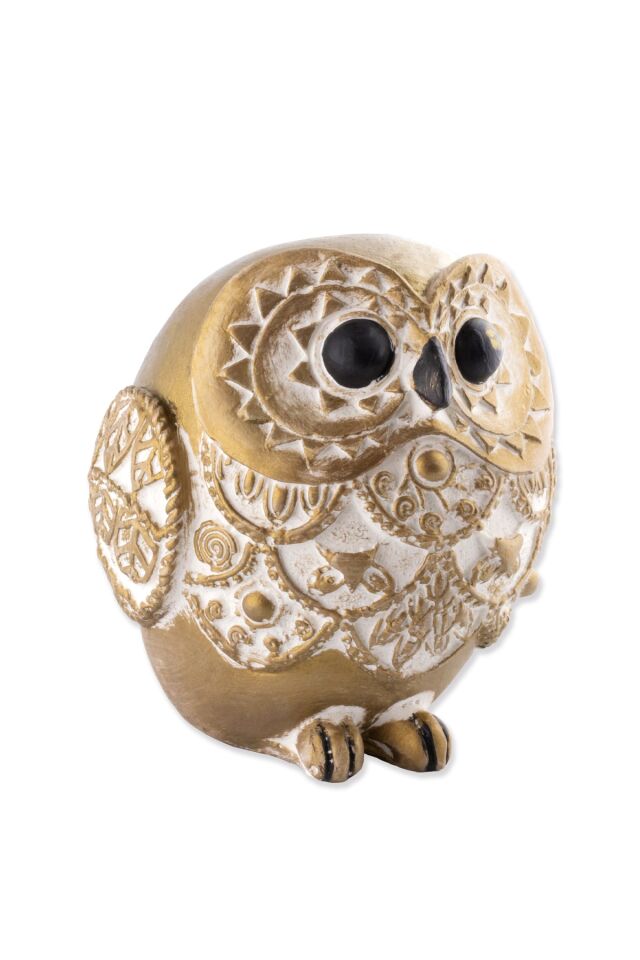 Baykuş Heykel Dekor Set 3'lü Set Biblo Dekoratif Kuş Obje